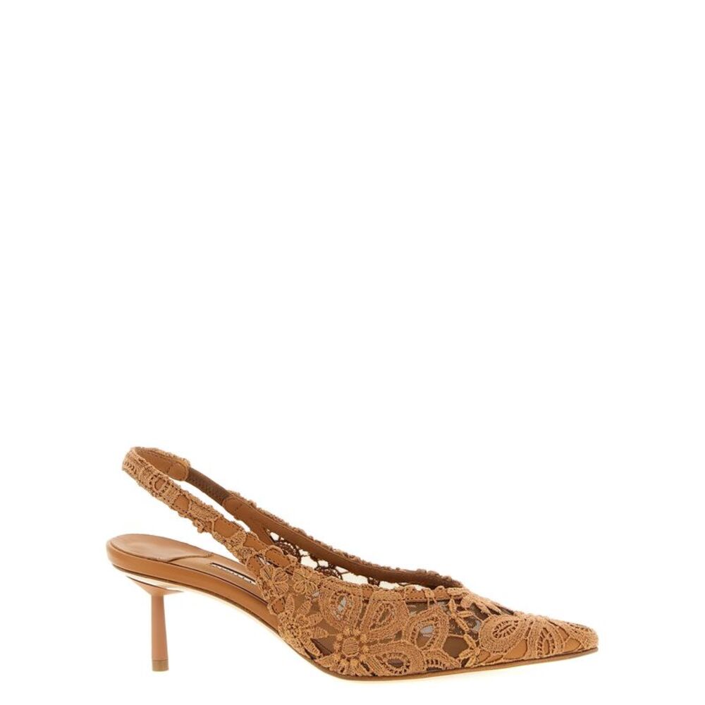 LE SILLA Brown Cotton Mid Heel Women's Pumps